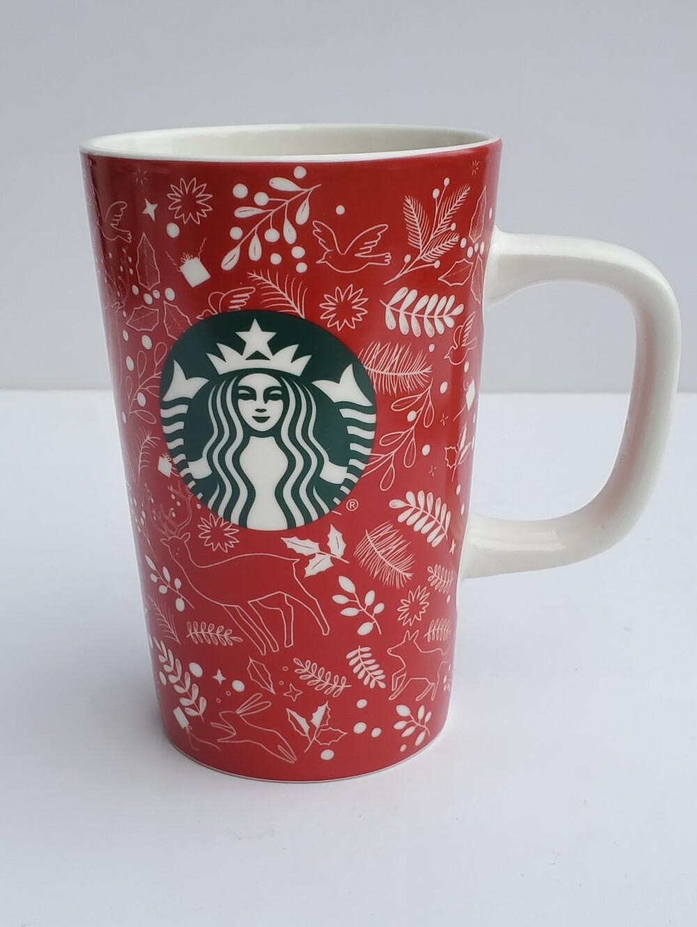 Starbucks 2019 Holiday Red Woodland Ceramic Coffee Mug 12 oz Christmas Cup
